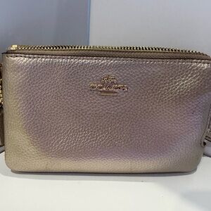 Coach Double Zipper Gold Wristlet